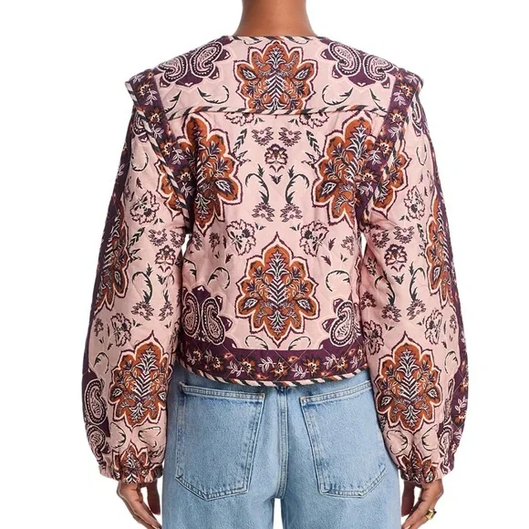 FARM Rio Glam Tapestry Floral Quilted Pink Jacket Small